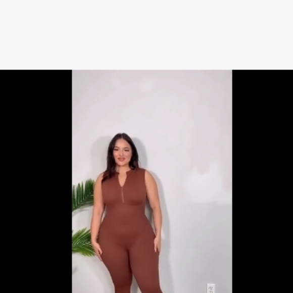 Brown Sleeveless Jumpsuit Xl Fits Smaller Than Tag. Stretch Bodysuit - Picture 9 of 17
